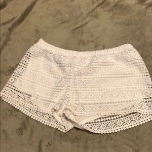 White lace shorts